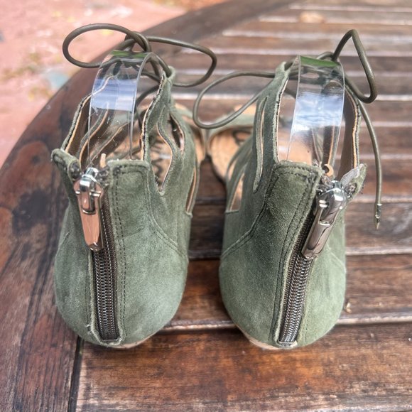Sam Edelman Dean Caged Gladiator Sandal Green Suede with back Zipper. Size 10 - Picture 3 of 12